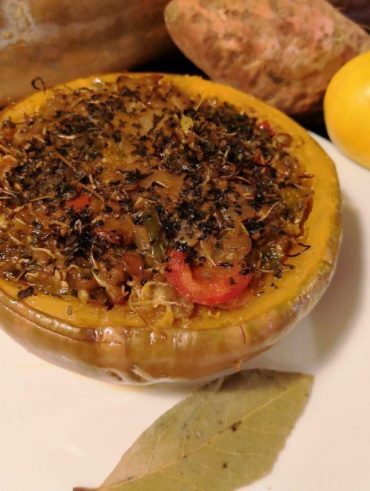 Carbassa farcida de llenties